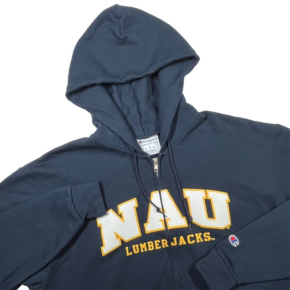 Champion NAU Lumberjacks Hoodie Men L Navy Full Zip Northern Arizona University
